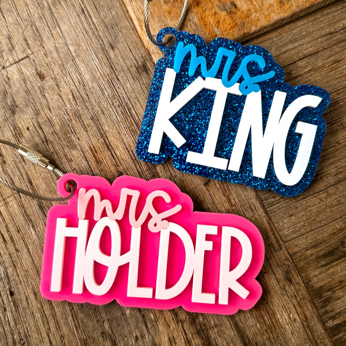 Small/Large Name TEACHER Bag Tag
