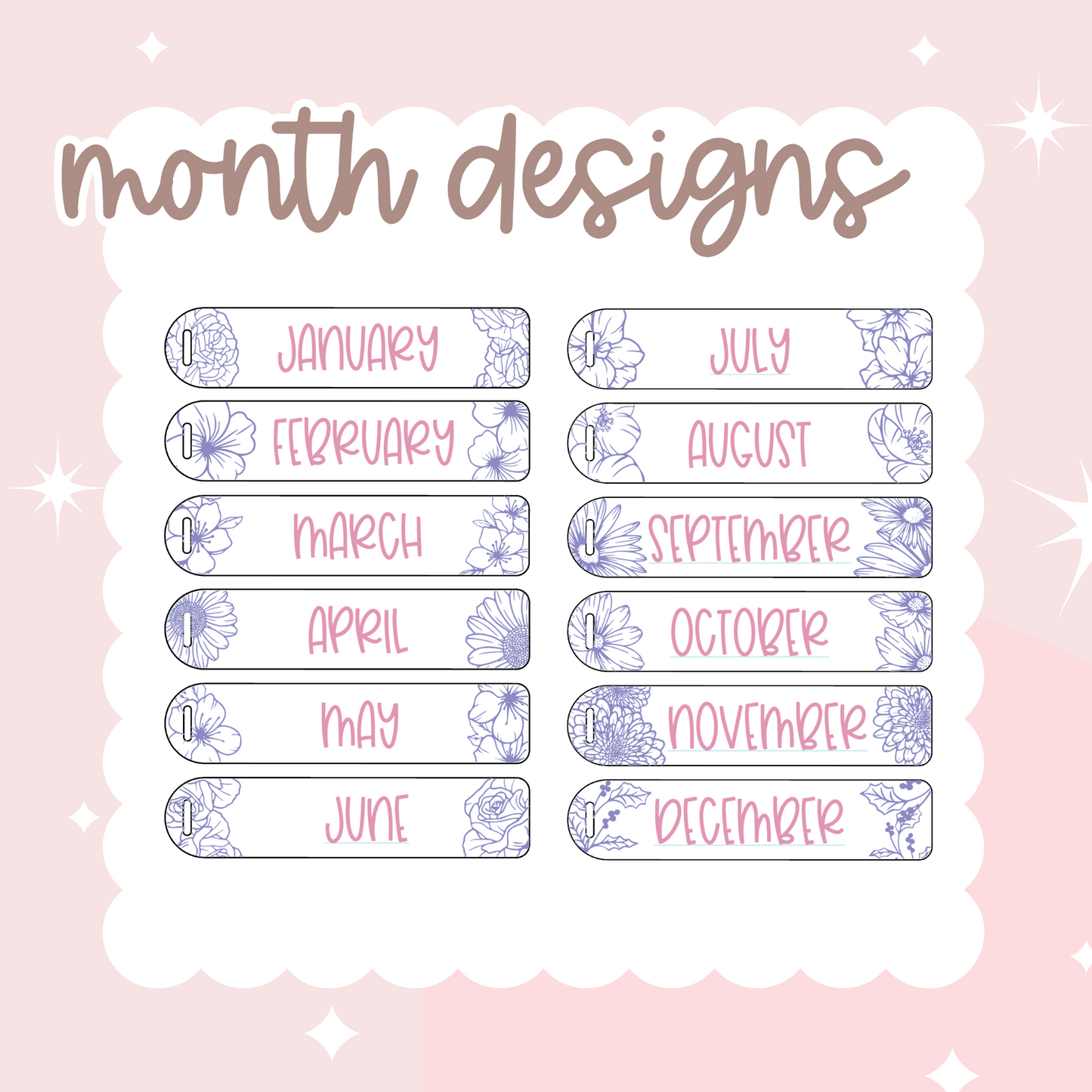 Personalized Birth Month Flower Bookmark