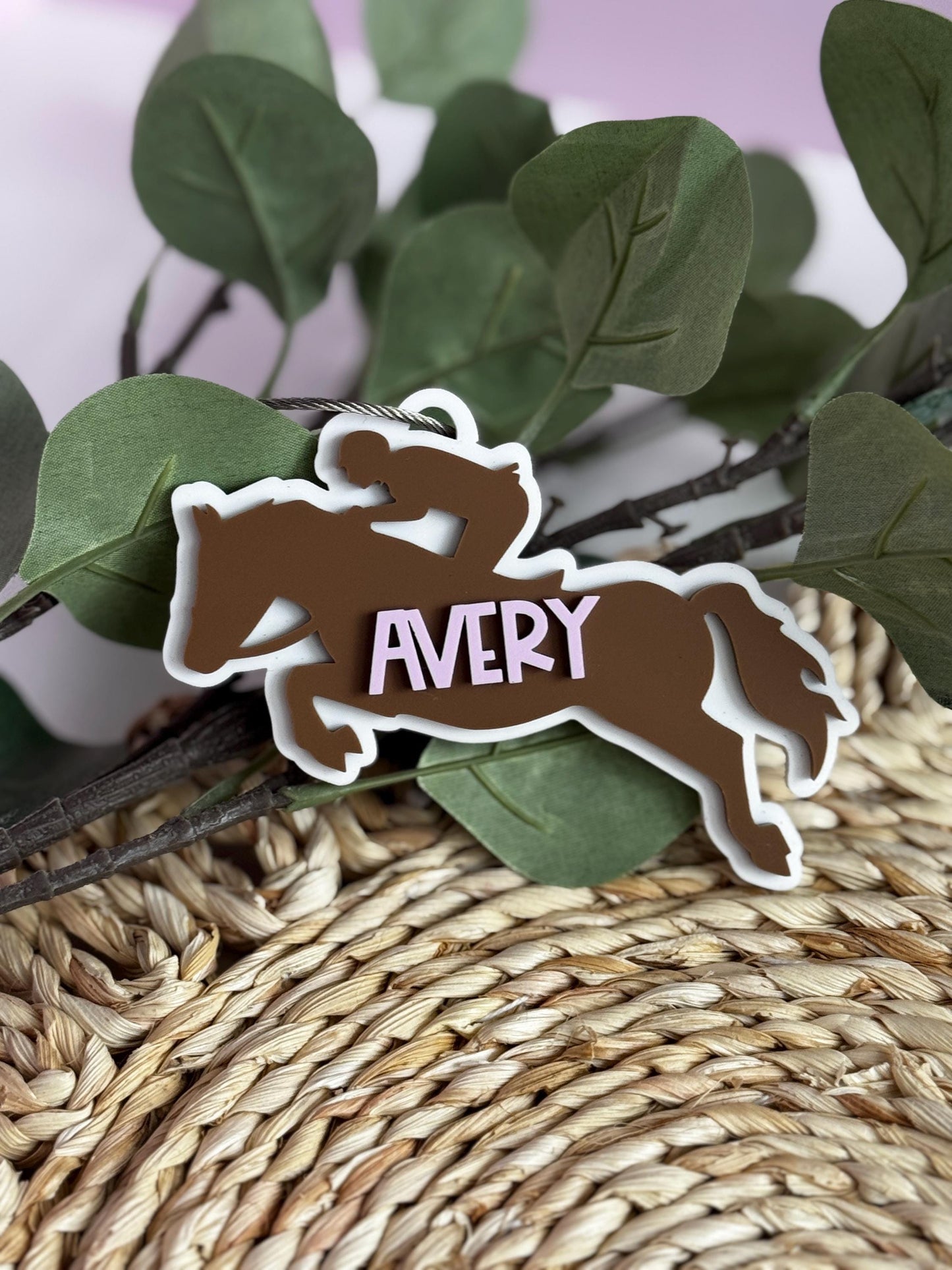 Horse Jumper Bag Tag for Kids Custom Name Horse Riding Keychain Personalized Equestrian Team Gift Equestrian Coach Gift Stocking Stuffer