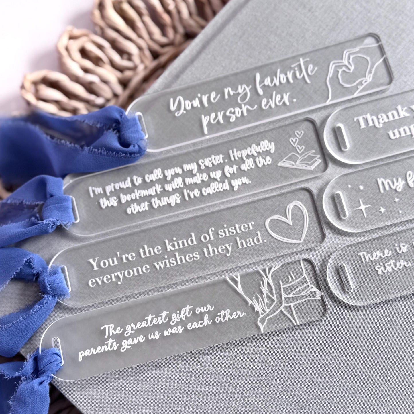 Sisters Acrylic Bookmark with Thoughful Quote Sweet Book Gift Sibling Gift Just Because Reader Gift Cute Gift for Reader Gift for Book Lover