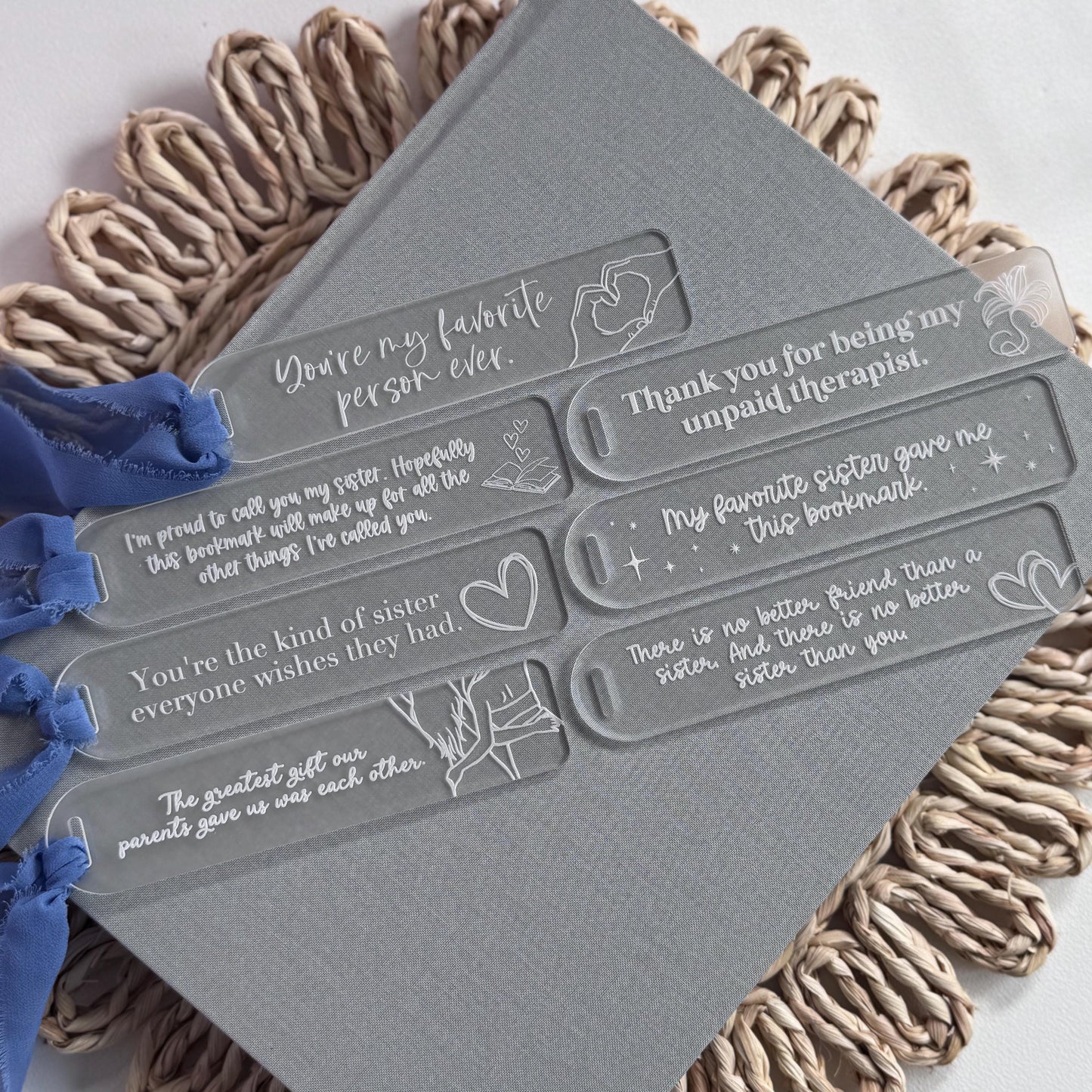 Sisters Acrylic Bookmark with Thoughful Quote Sweet Book Gift Sibling Gift Just Because Reader Gift Cute Gift for Reader Gift for Book Lover