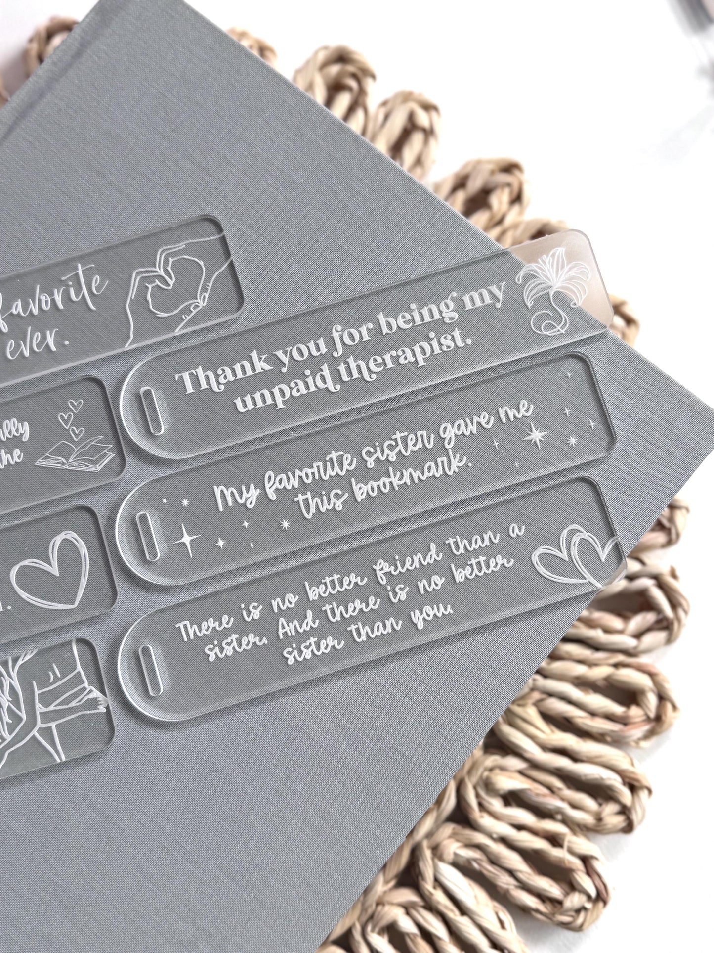 Sisters Acrylic Bookmark with Thoughful Quote Sweet Book Gift Sibling Gift Just Because Reader Gift Cute Gift for Reader Gift for Book Lover