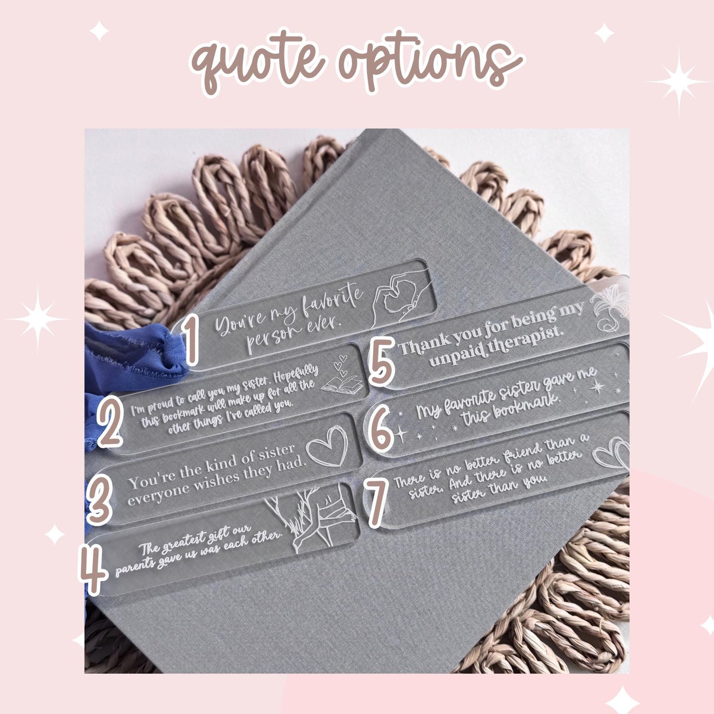 Sisters Acrylic Bookmark with Thoughful Quote Sweet Book Gift Sibling Gift Just Because Reader Gift Cute Gift for Reader Gift for Book Lover