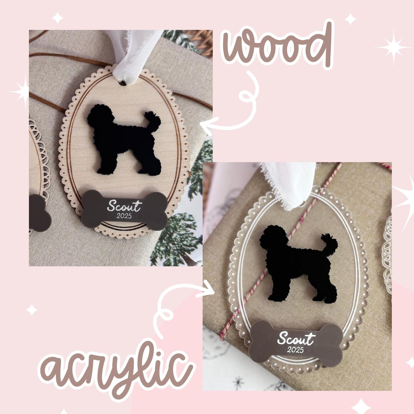 Pet Ornament Custom Ornament Laser Made Ornament Dog Silhouette Ornament Sentimental Gift Pet Owner Gift Keepsake Ornament Handmade Ornament