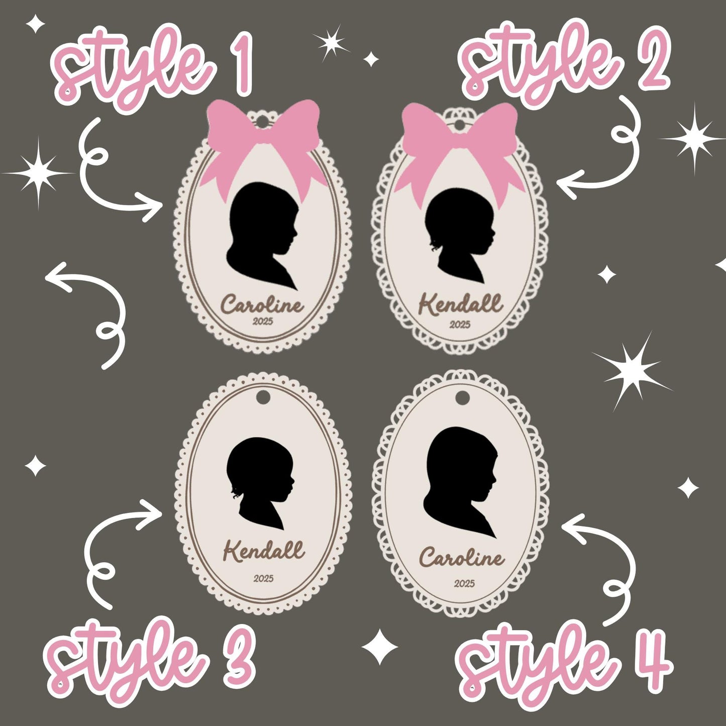 Silhouette Ornament Custom Ornament Keepsake Child Ornament Sentimental Gift Ornament Silhouette of Child Ornament for Kids Gift for Grandma