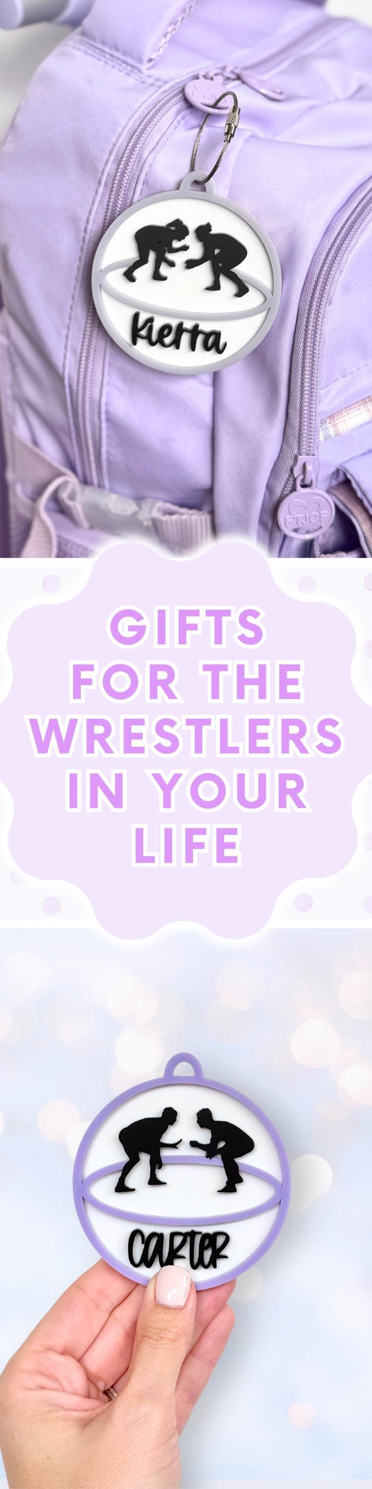 Wrestling Bag Tag Personalized Wrestling Keychain Custom Backpack Charm Acrylic Luggage Tag Gift for Wrestlers Stocking Stuffer Coach Gift