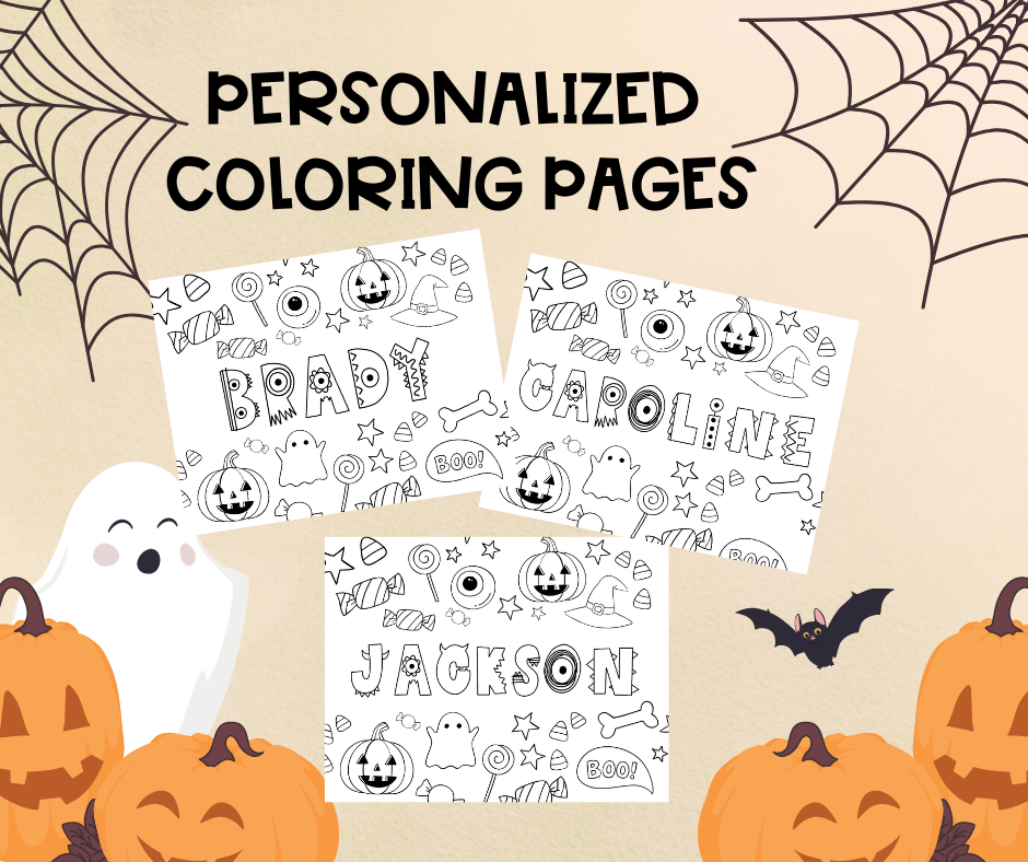 EDITABLE Personalized Halloween Coloring Page