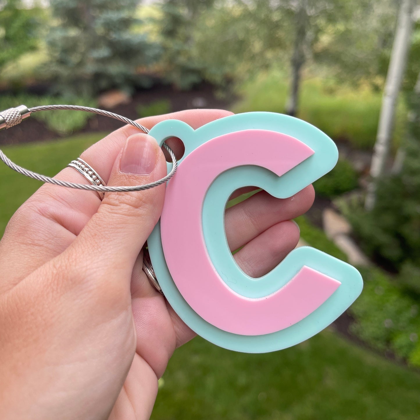 Layered Acrylic Letter Bag Tag