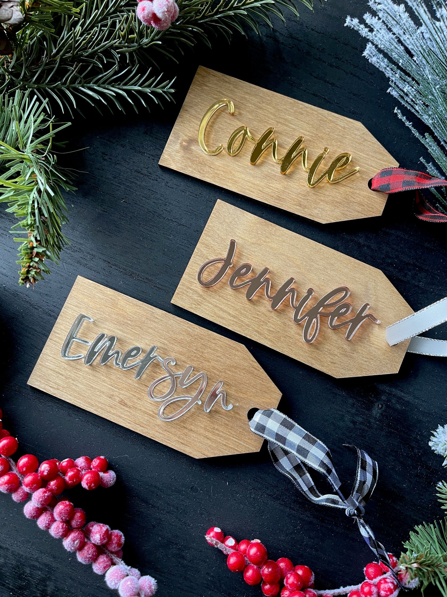 Stocking Tag - Mirrored Acrylic Lettering
