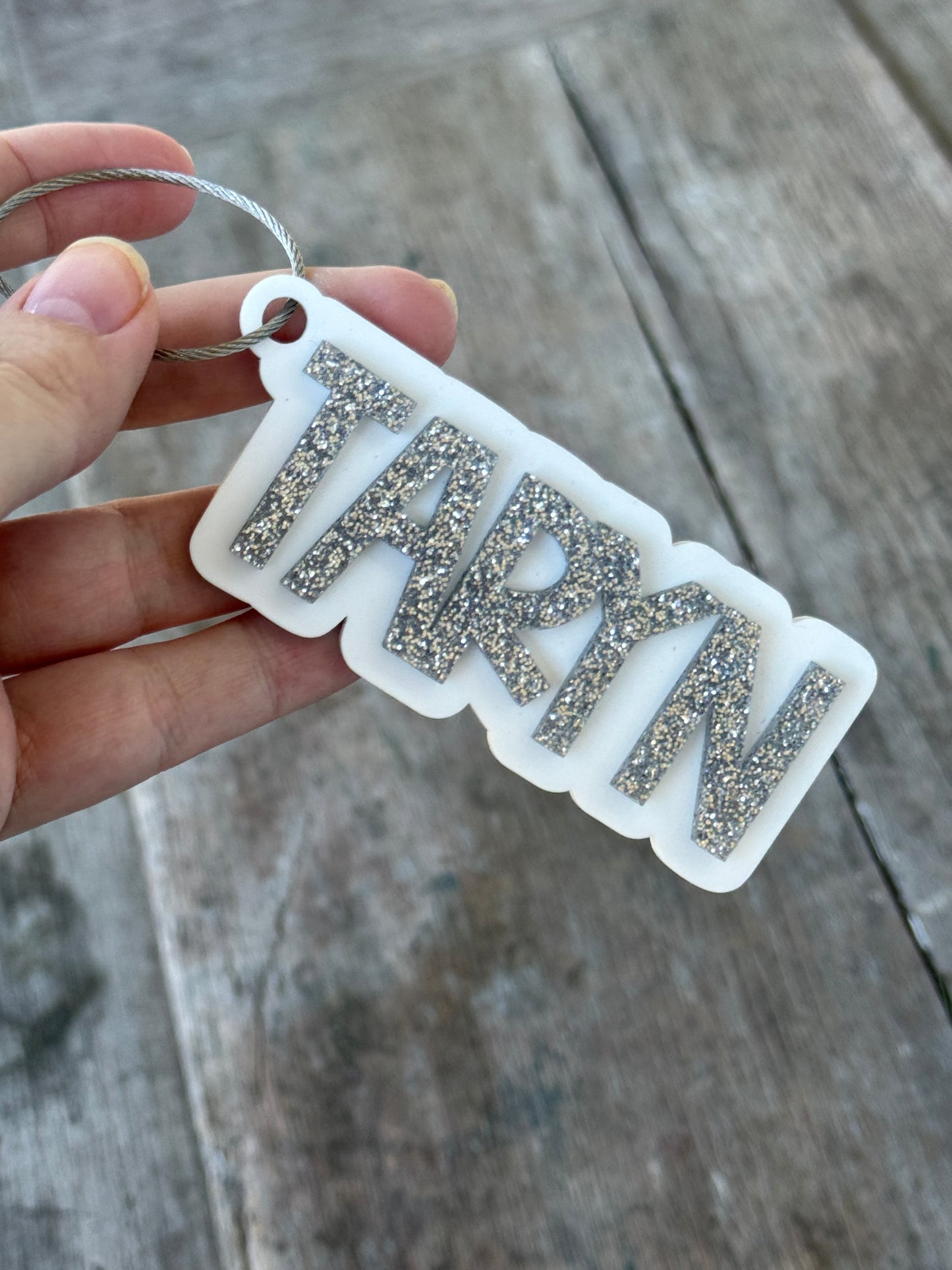 Glitter Layered Acrylic Name Bag Tag