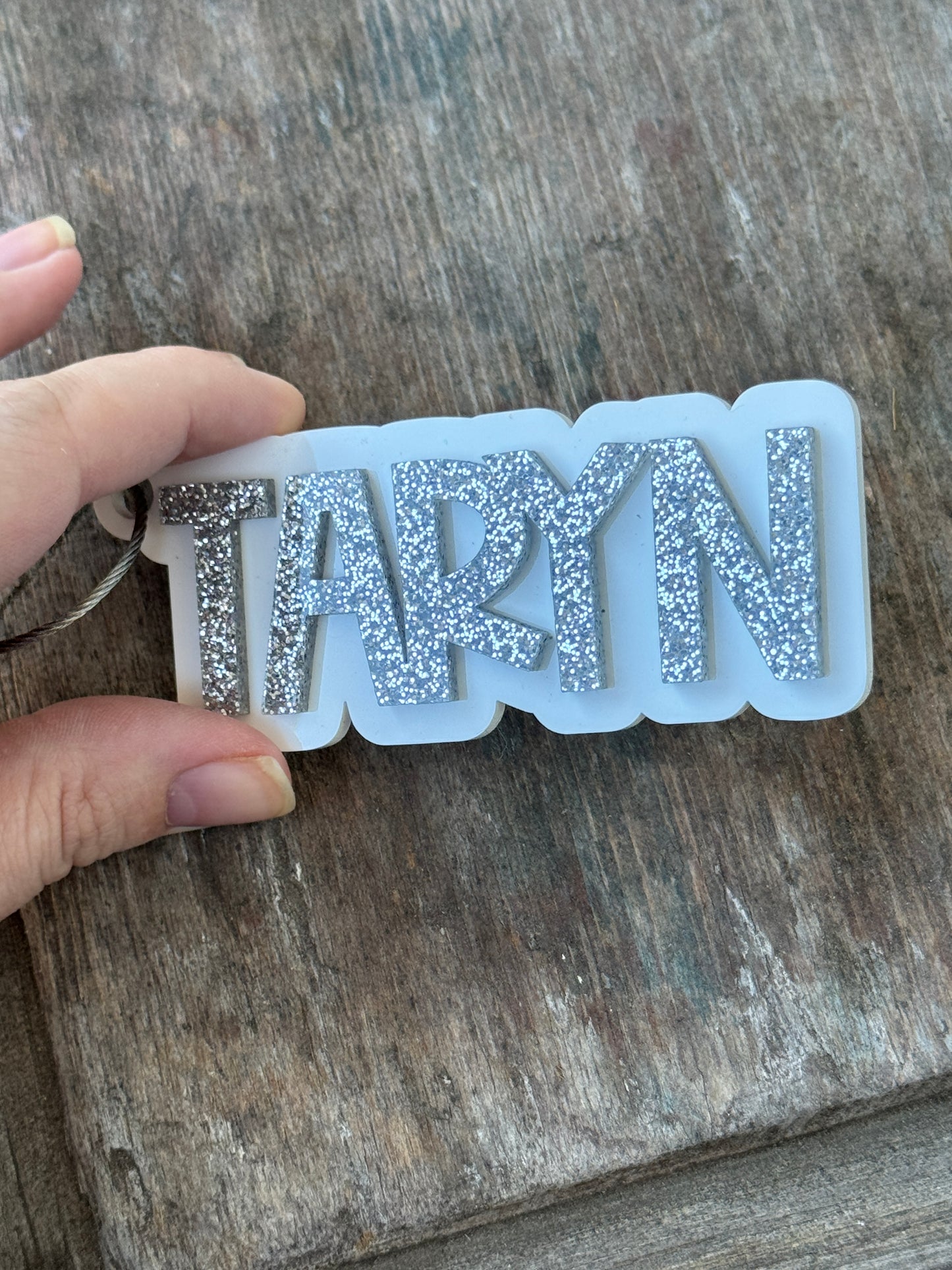 Glitter Layered Acrylic Name Bag Tag