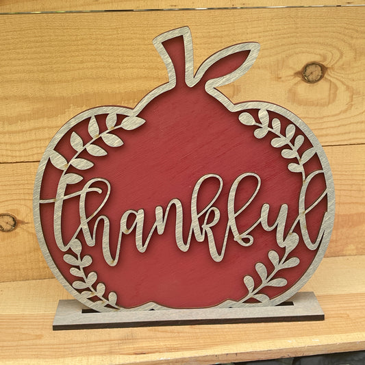 Large Burgundy Thankful Pumpkin