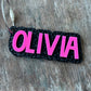 Black Leopard Print Layered Acrylic Name Bag Tag