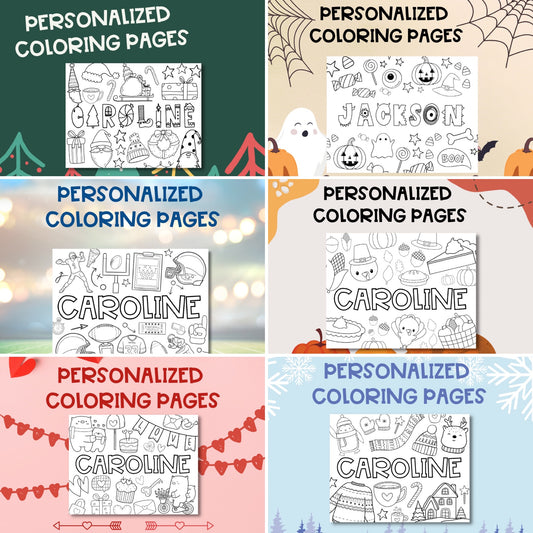 EDITABLE BUNDLE Personalized Coloring Pages