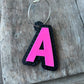 Black Leopard Print Layered Acrylic Letter Bag Tag