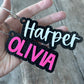 Black Leopard Print Layered Acrylic Name Bag Tag