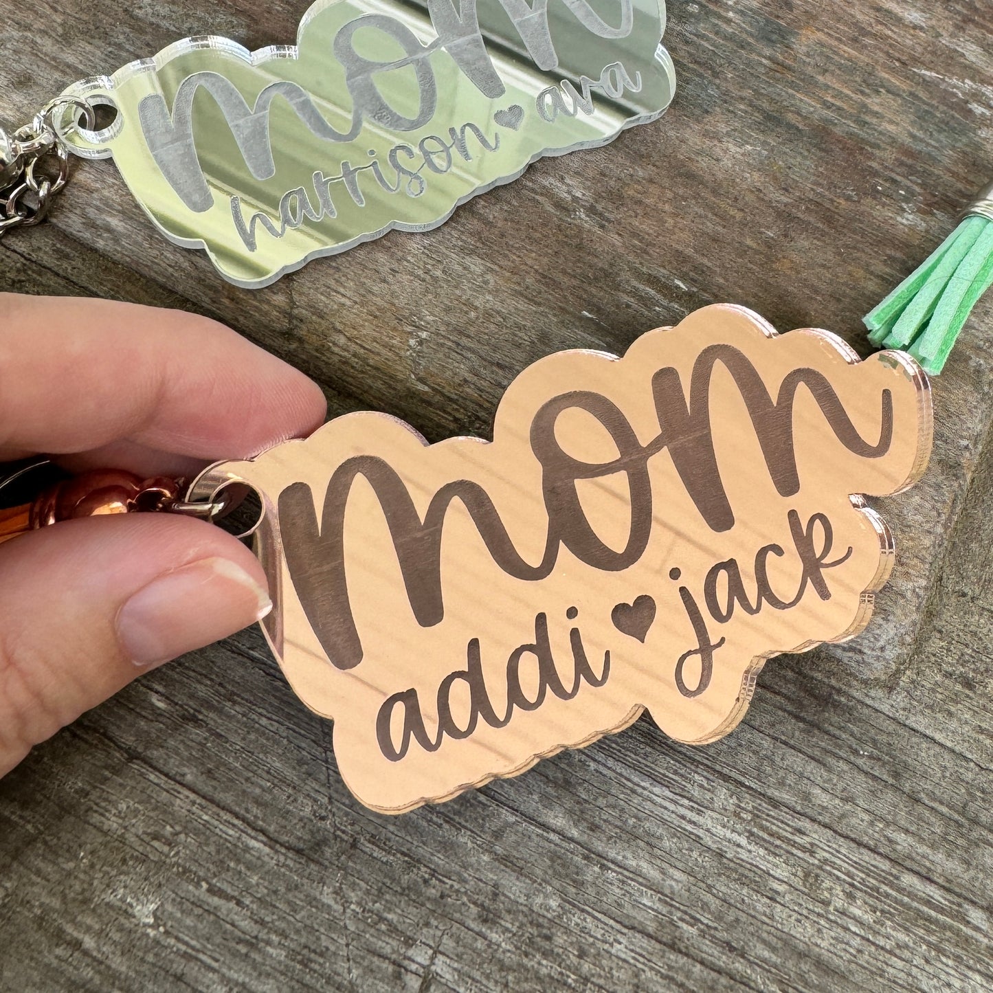 Personalized Loved Ones Mirrored Acrylic Keychain