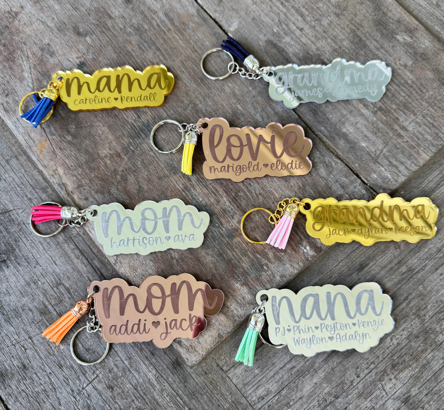 Personalized Loved Ones Mirrored Acrylic Keychain