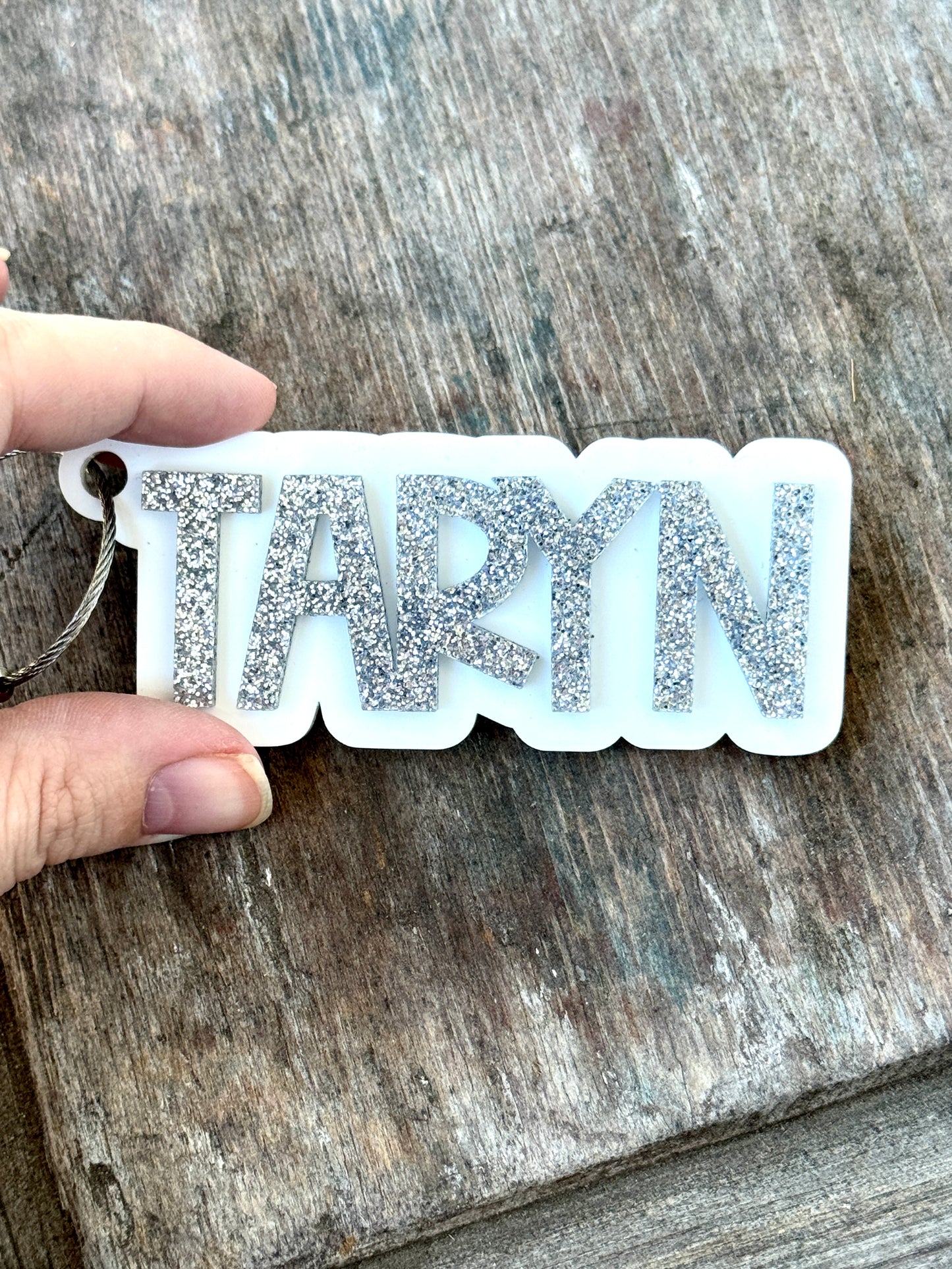 Glitter Layered Acrylic Name Bag Tag