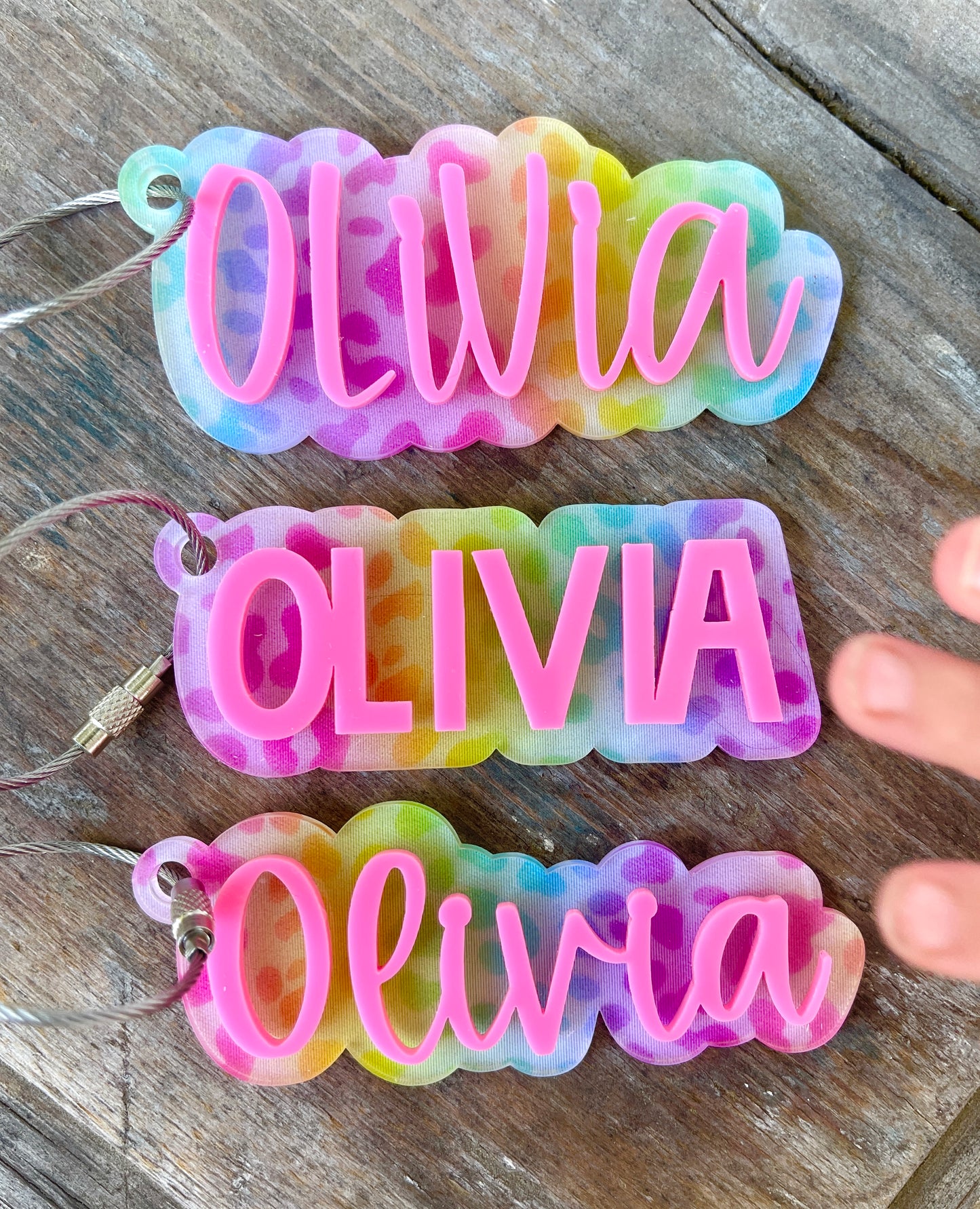 Rainbow Cheetah Layered Acrylic Keychain