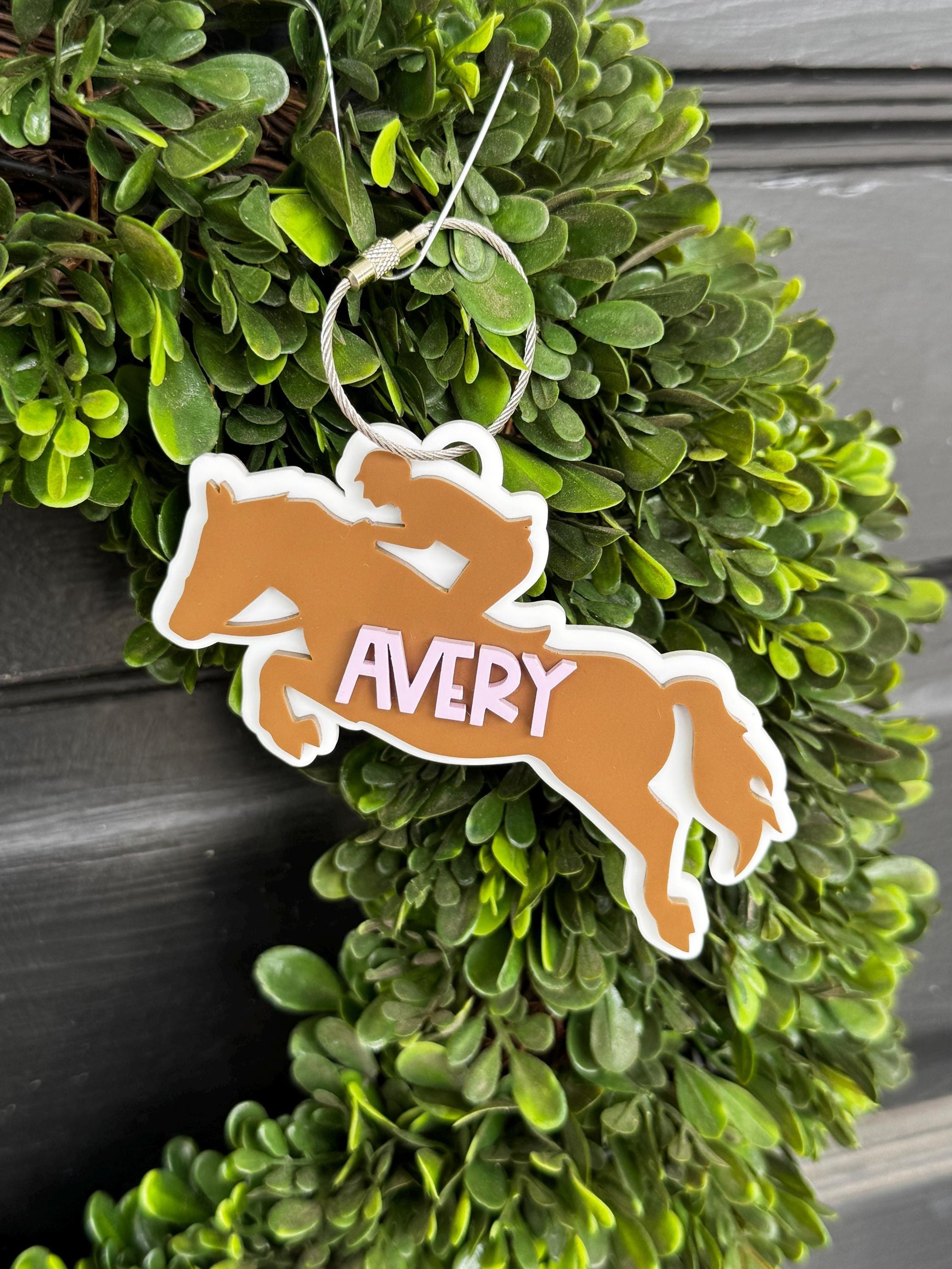 Horse Jumper Bag Tag for Kids Custom Name Horse Riding Keychain Personalized Equestrian Team Gift Equestrian Coach Gift Stocking Stuffer