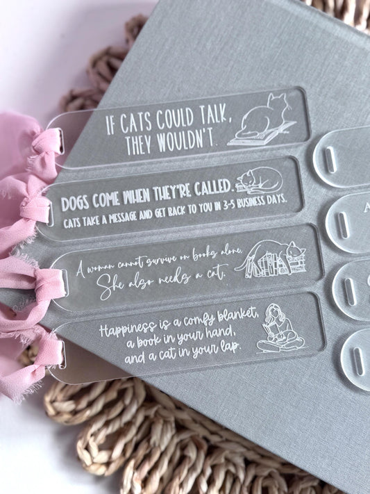 Cat Acrylic Bookmark with Funny Quote Cat Puns Gift Cat Lover Gift Bookish Cat Gift Reader Gift Gift for Book Lover Cute Gift for Reader