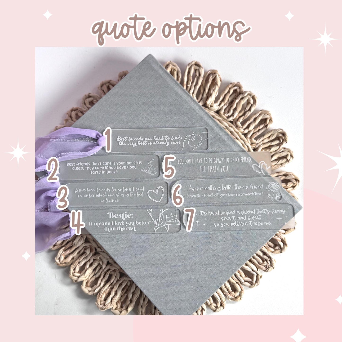 Friendship Acrylic Bookmark with Sweet Quote Sweet Book Gift Teacher Gift Just Because Reader Gift Cute Gift for Reader Gift for Book Lover