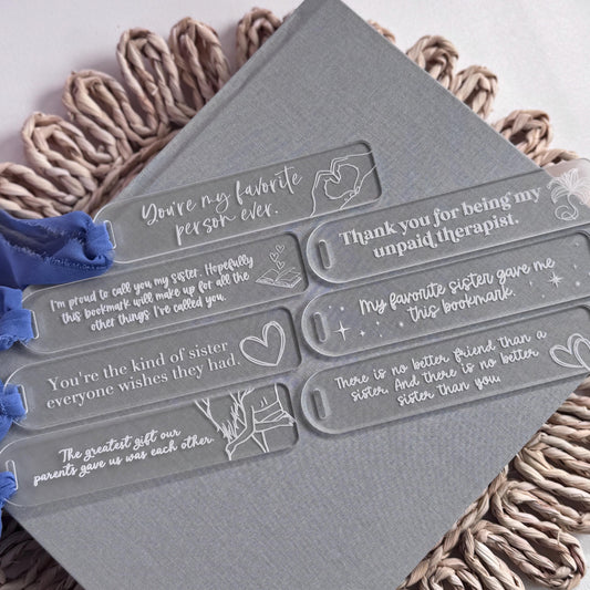 Sisters Acrylic Bookmark with Thoughful Quote Sweet Book Gift Sibling Gift Just Because Reader Gift Cute Gift for Reader Gift for Book Lover