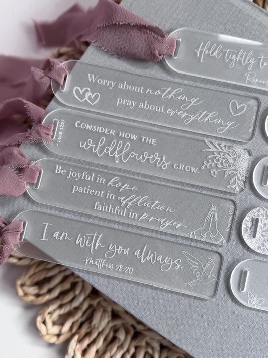 Bible Verse Acrylic Bookmark with Biblical Quote Religious Book Gift Church Gift Thoughtful Gift Kind Gift for Reader Gift for Book Lover