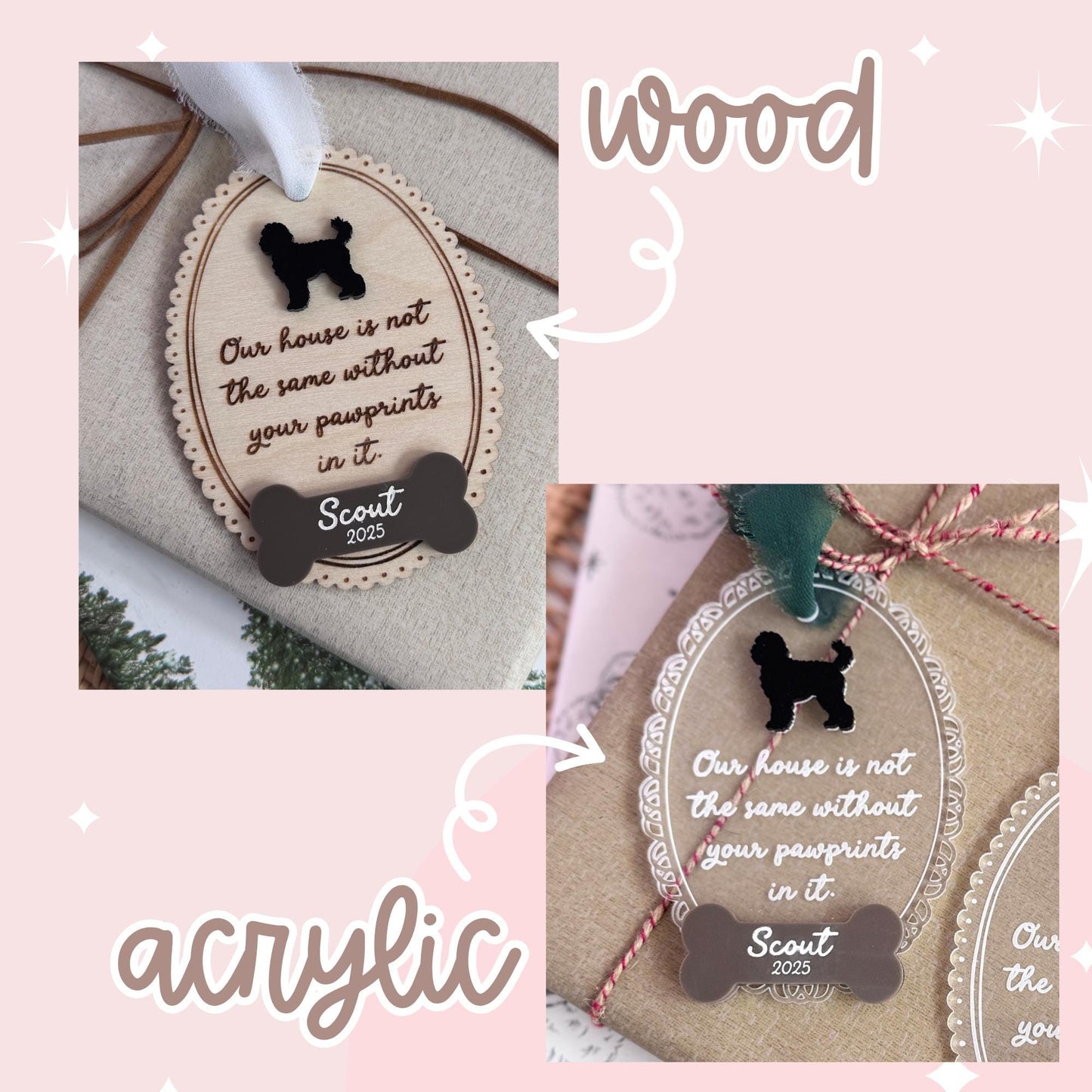 Pet Memorial Ornament Custom Ornament Pet Memorial Ornament Sentimental Gift Pet Keepsake Laser Ornament Handmade Ornament Pet Loss