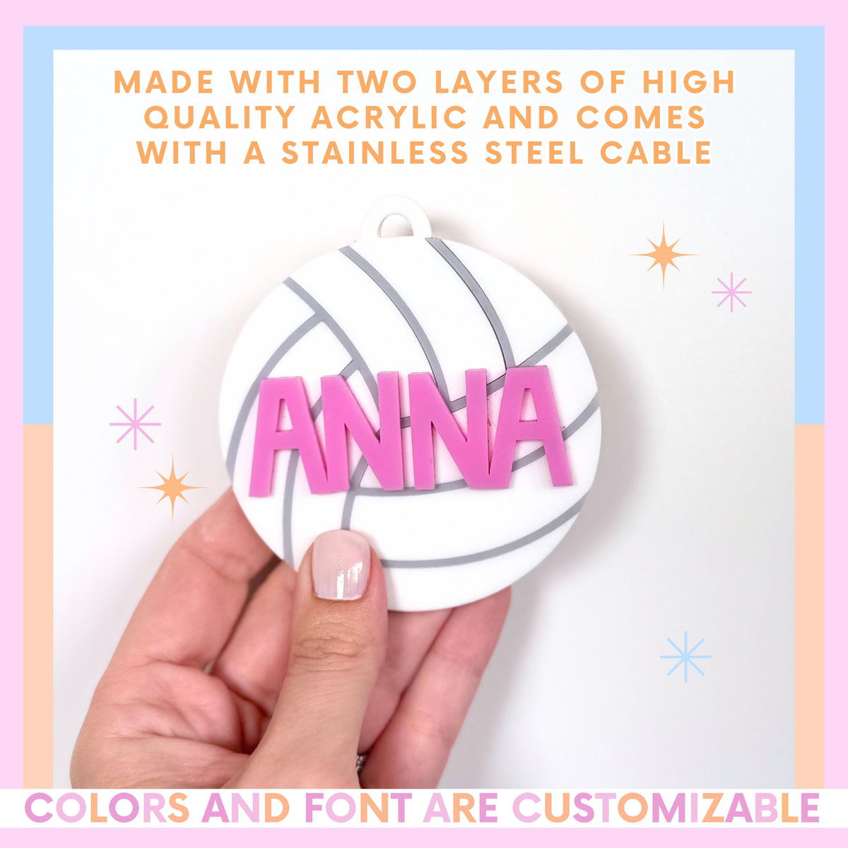 Volleyball Bag Tag | Personalized Bag Tag | Volleyball Keychain | Volleyball Gift | Gift for Boy | Gift for Girl | Stocking Stuffer
