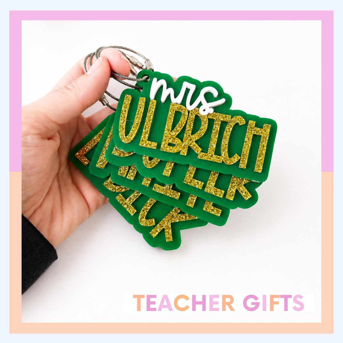School Colors Keychain Custom Name Team Gift Personalized Bag Tag For Teachers Coaches Sports Fans Students Backpack ID Bogg Bag Tag Acrylic