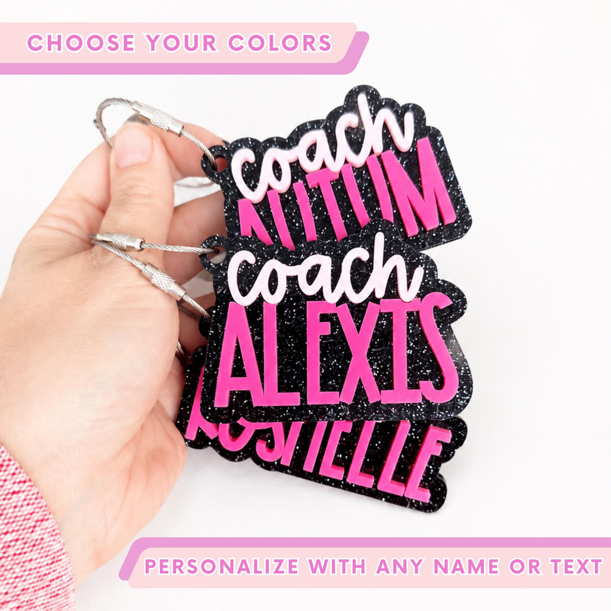 School Colors Keychain Custom Name Team Gift Personalized Bag Tag For Teachers Coaches Sports Fans Students Backpack ID Bogg Bag Tag Acrylic