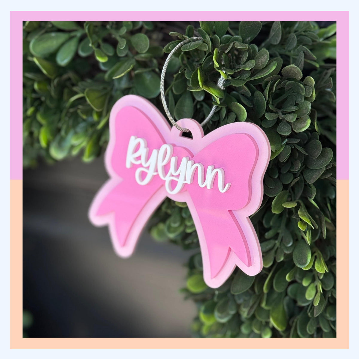 Bow Keychain Personalized Bow Bag Tag Personalized Gift Backpack Tag Gift for Boy Gift for Girl Bogg Bag Tag Stocking Stuffer