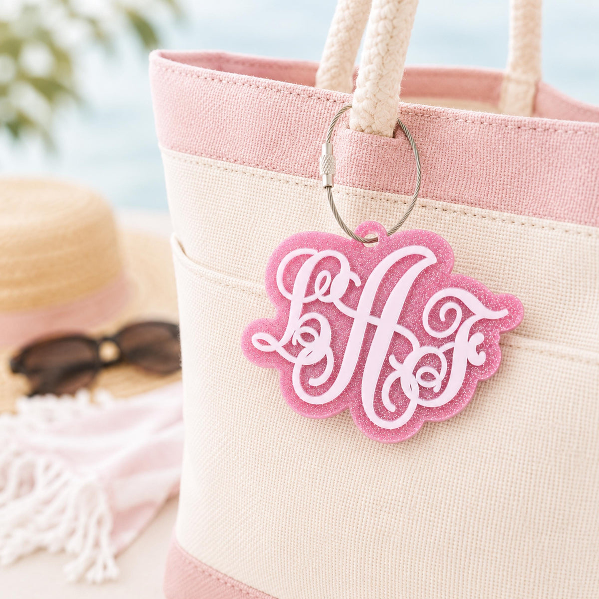 Monogram Keychain Personalized Bag Tag Gift Custom Initial Monogram Backpack Tag Gift for Girl Bogg Bag Tag for Luggage Stocking Stuffer