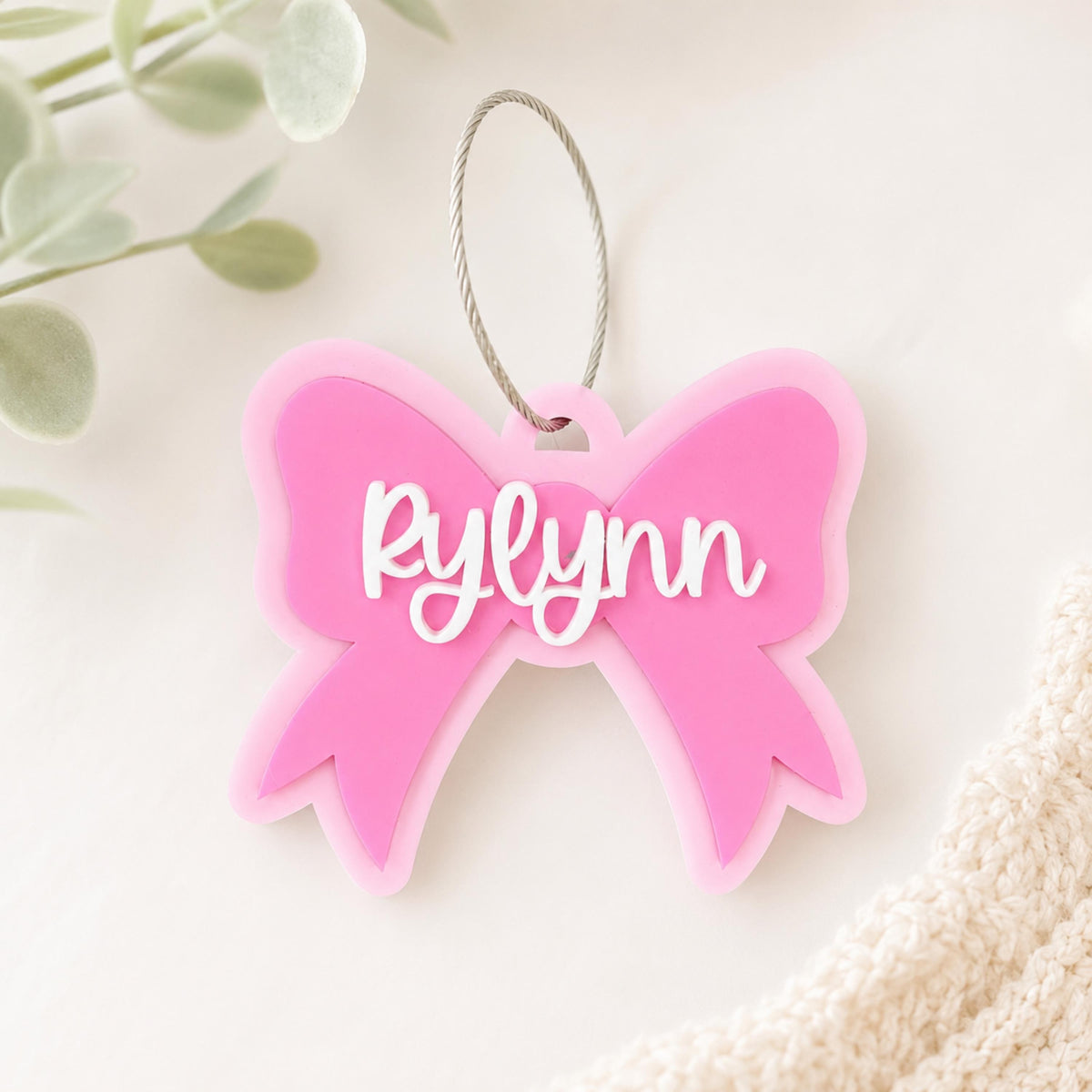 Bow Keychain Personalized Bow Bag Tag Personalized Gift Backpack Tag Gift for Boy Gift for Girl Bogg Bag Tag Stocking Stuffer
