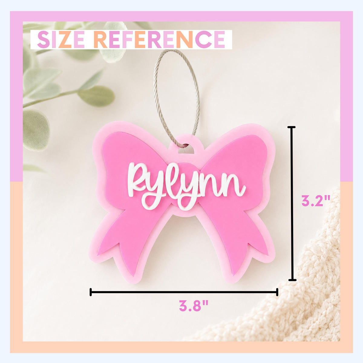 Bow Keychain Personalized Bow Bag Tag Personalized Gift Backpack Tag Gift for Boy Gift for Girl Bogg Bag Tag Stocking Stuffer