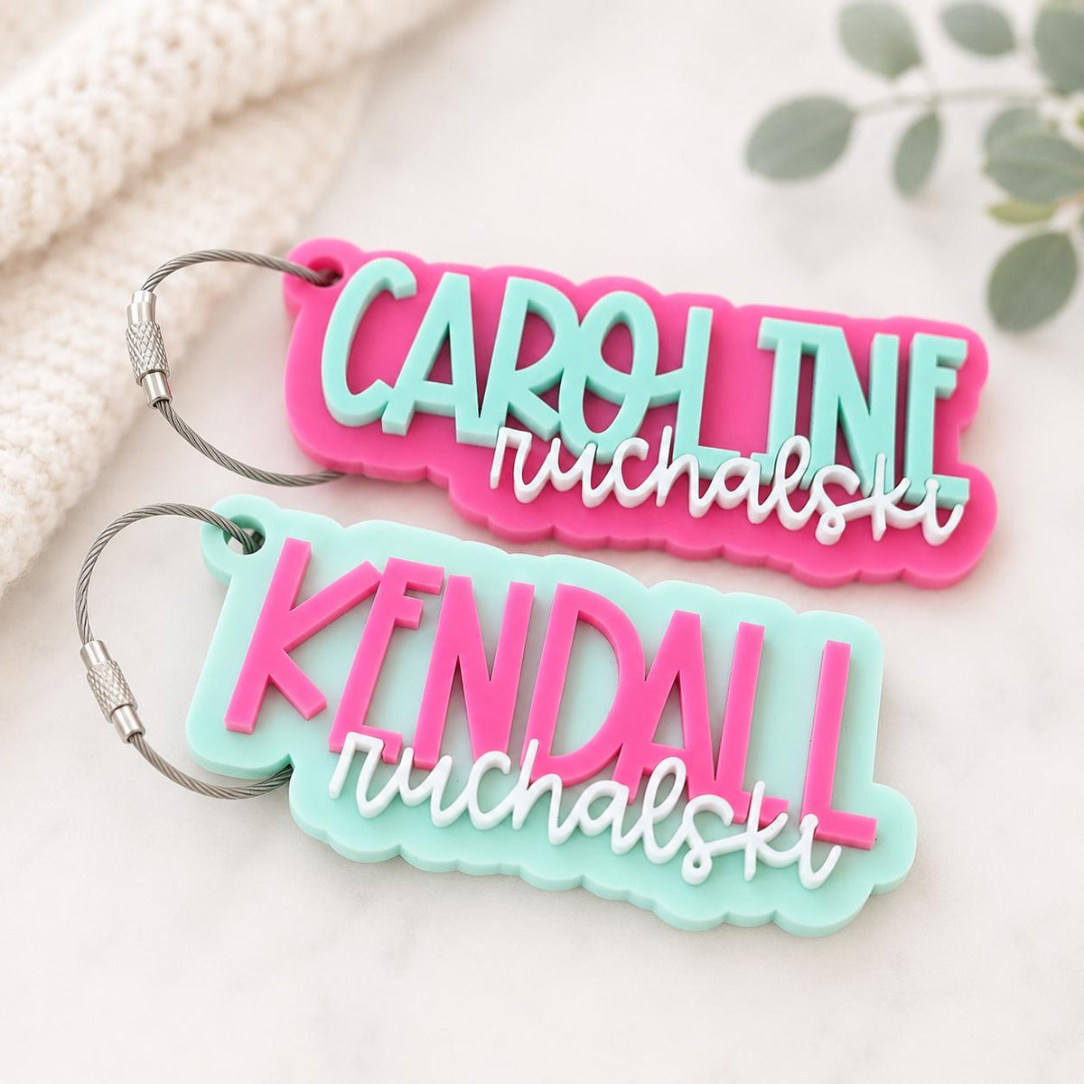 Personalized Acrylic Keychain Custom Name Tag Backpack Identification Charm Monogram Bag Personalized Gift Stocking Stuffer Sports Travel