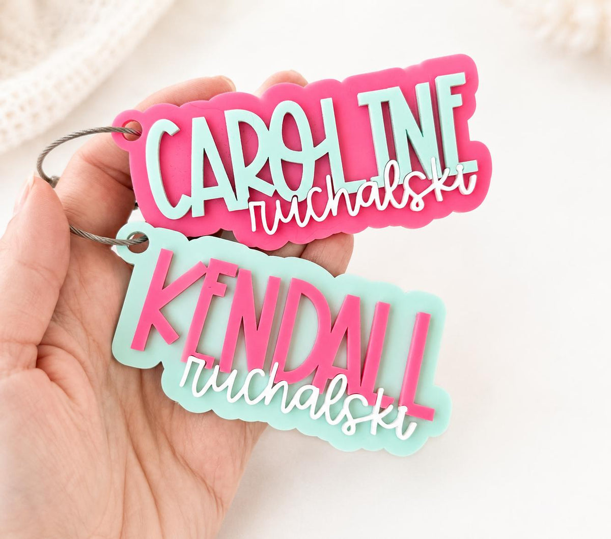 Personalized Acrylic Keychain Custom Name Tag Backpack Identification Charm Monogram Bag Personalized Gift Stocking Stuffer Sports Travel