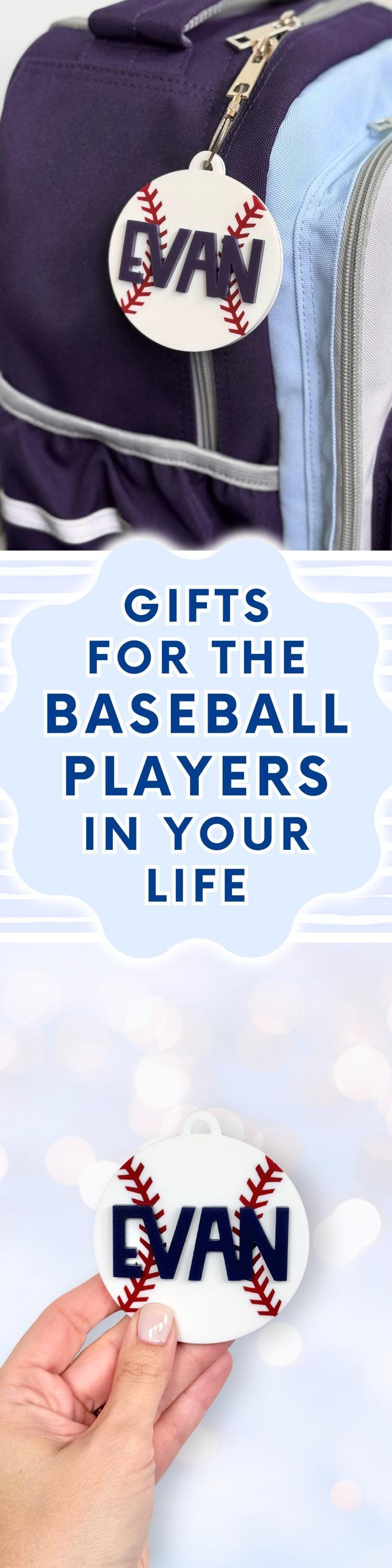 Baseball Bag Tag Personalized Gift for Boy Stocking Stuffer Custom Acrylic Sports Keychain Baseball Player Gift for Baseball Coach