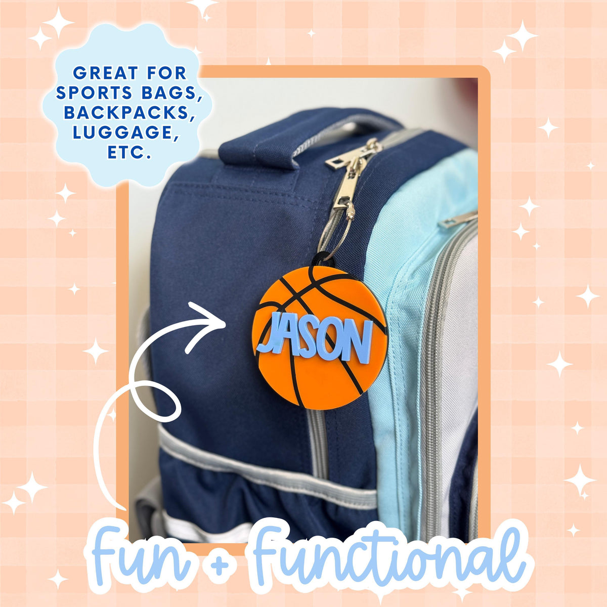 Custom Name Basketball Tag Personalized Sports Keychain Acrylic Youth Athlete Identifier Team Colors Number Design Durable Equipment Marker Perfect Gift For Boy Girl Backpack Luggage Travel Tag Birthday Present Coach Appreciation Party