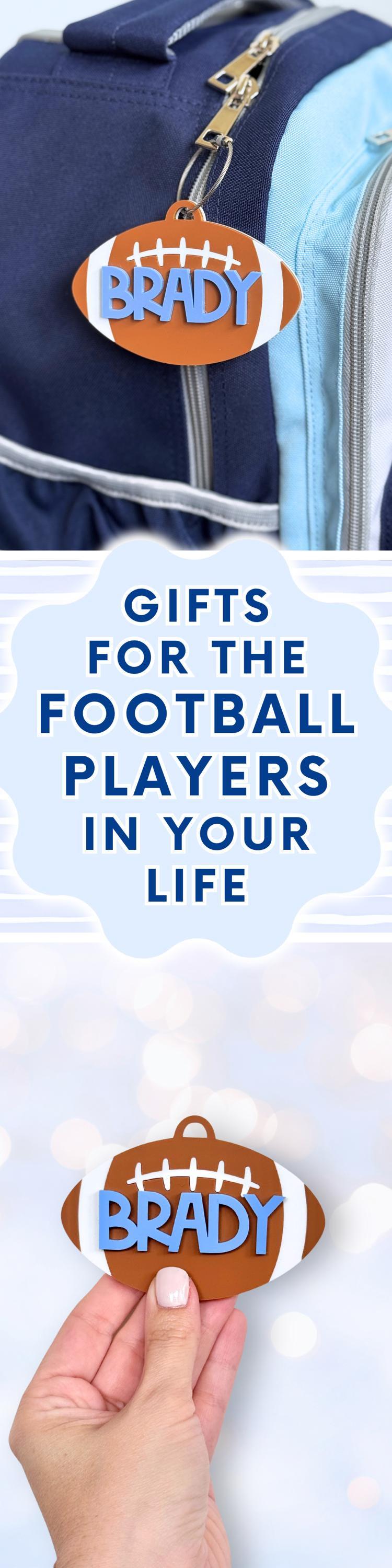 Football Bag Tag Personalized Gift Custom Name Backpack Keychain for Player Sports Gear Tag for Football Team Gift Idea Stocking Stuffer
