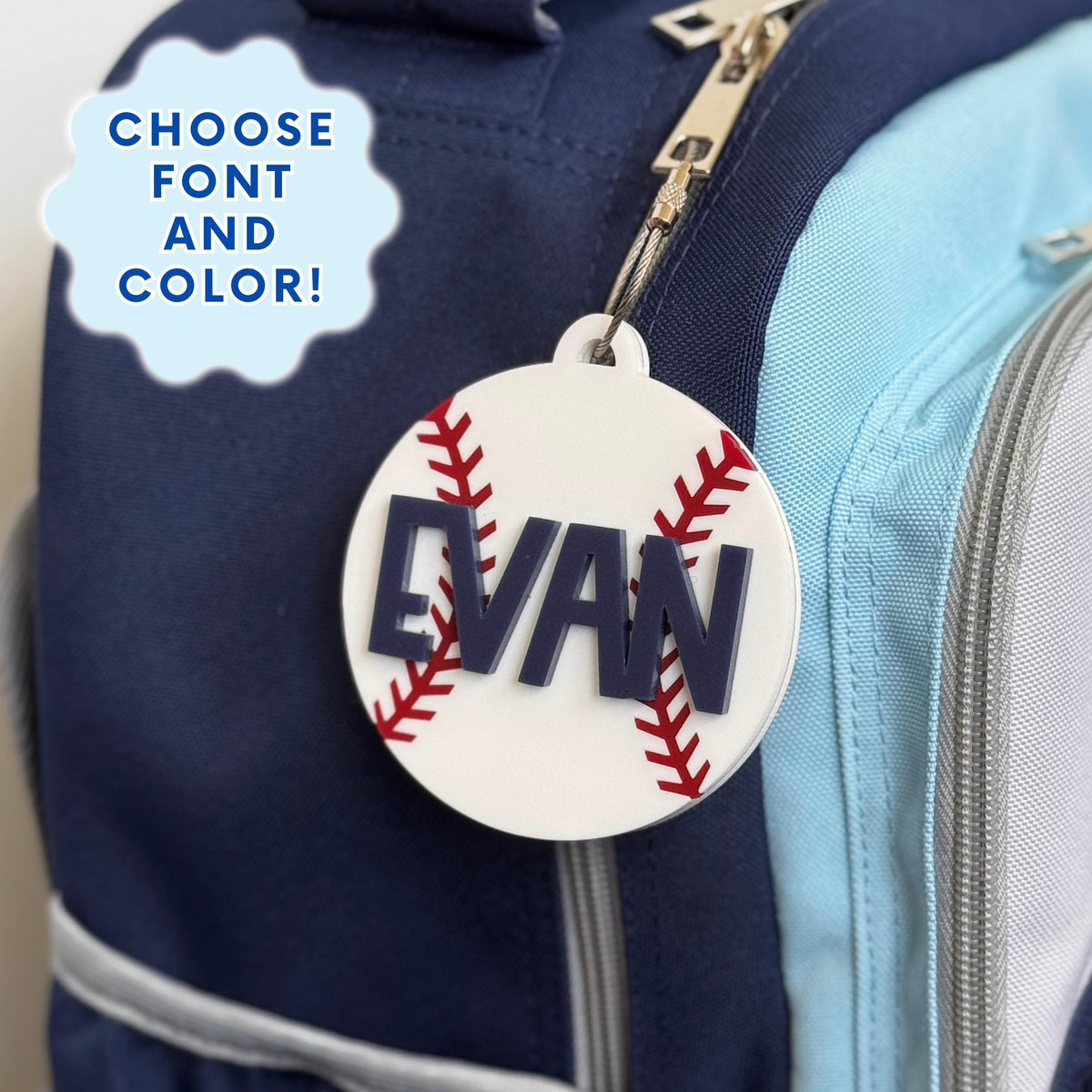 Personalized Baseball Bag Tag Custom Name Identifier Team Equipment Label Youth Player Present Acrylic Sports Keychain Durable Construction Quality Material Perfect Birthday Celebration Stocking Stuffer Idea Back To School Essential