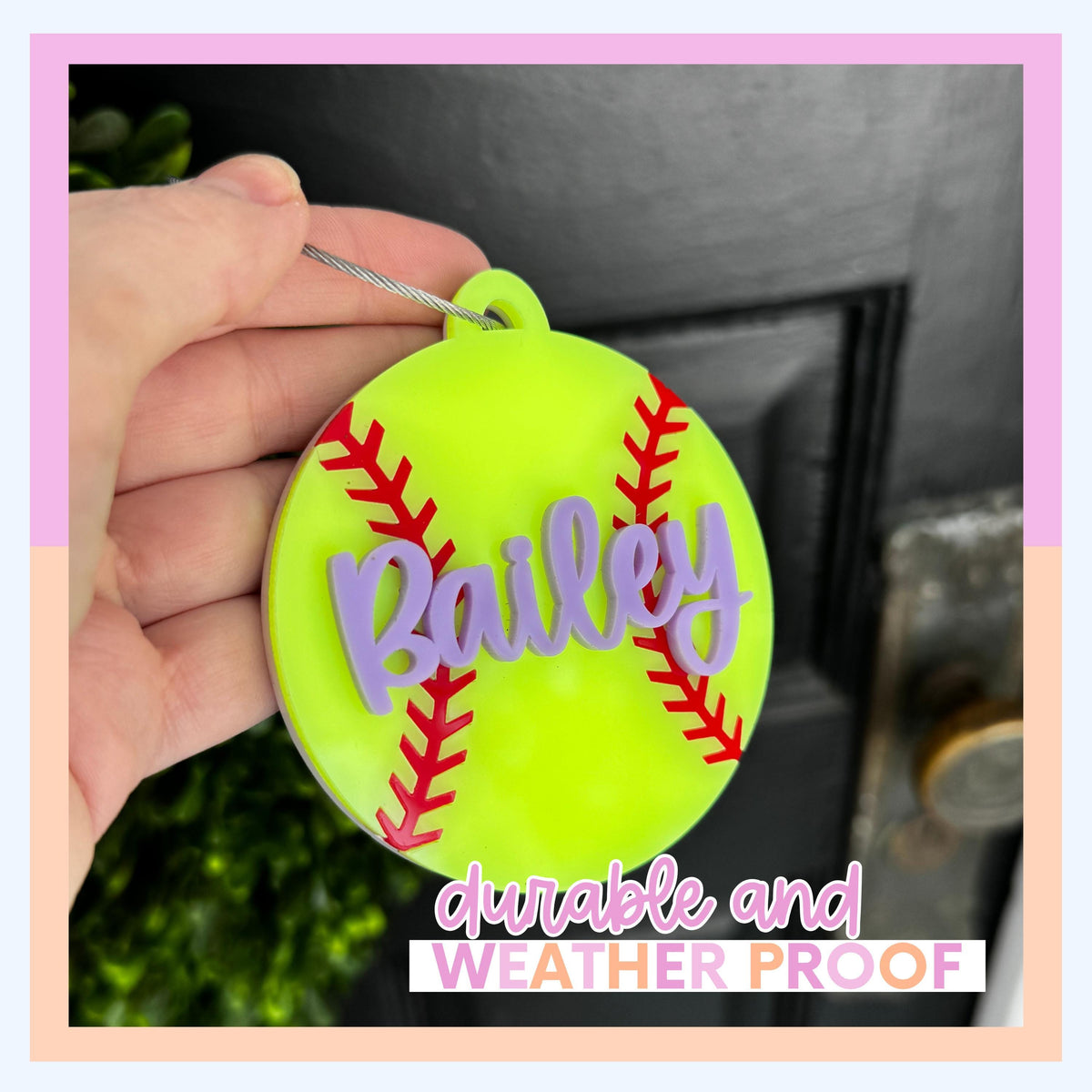 Softball Bag Tag Personalized Gift Acrylic Backpack Charm Keychain Custom Softball Stocking Stuffer Softball Player Gift for Softball Coach