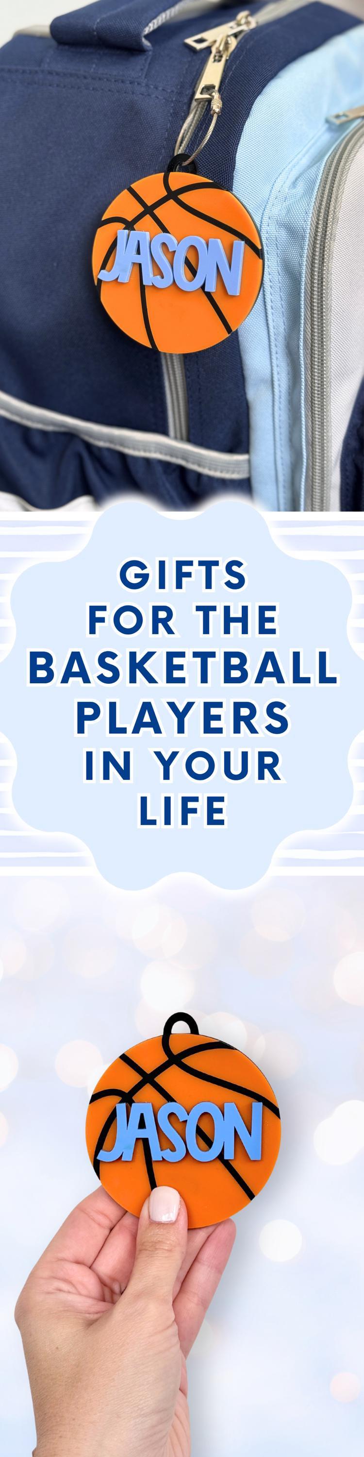 Basketball Bag Tag Personalized Name Custom Basketball Player Gift for Sports Team Birthday Acrylic Keychain Luggage Tag Stocking Stuffer