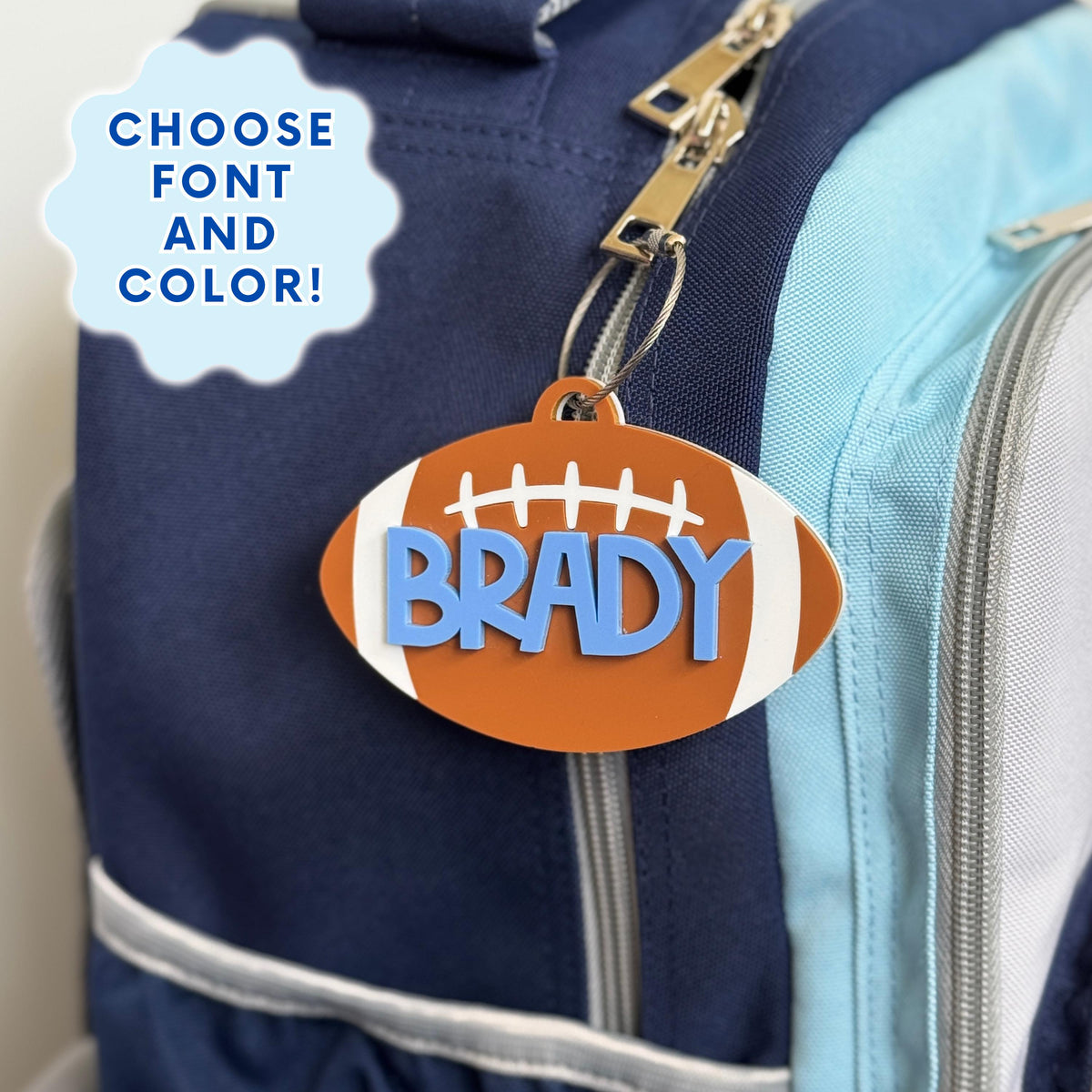 Personalized Football Gift Custom Bag Tag Youth Athlete Birthday Present Team Player Gear Identifier Sports Backpack Keychain Durable Acrylic Construction Custom Name Monogram Design Team Colors Number Athletic Equipment Organization Boys