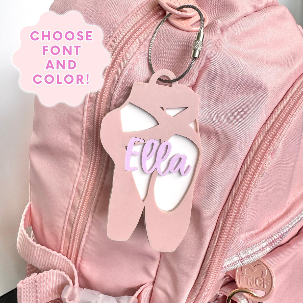 Personalized Dance Gift Custom Ballet Bag Tag Acrylic Keychain Monogram Name Label Perfect Birthday Present Ballerina Dancer Girl Stocking Stuffer Dance Class Accessory Durable Material Lightweight Design Easy Attachment Studio Team Charm