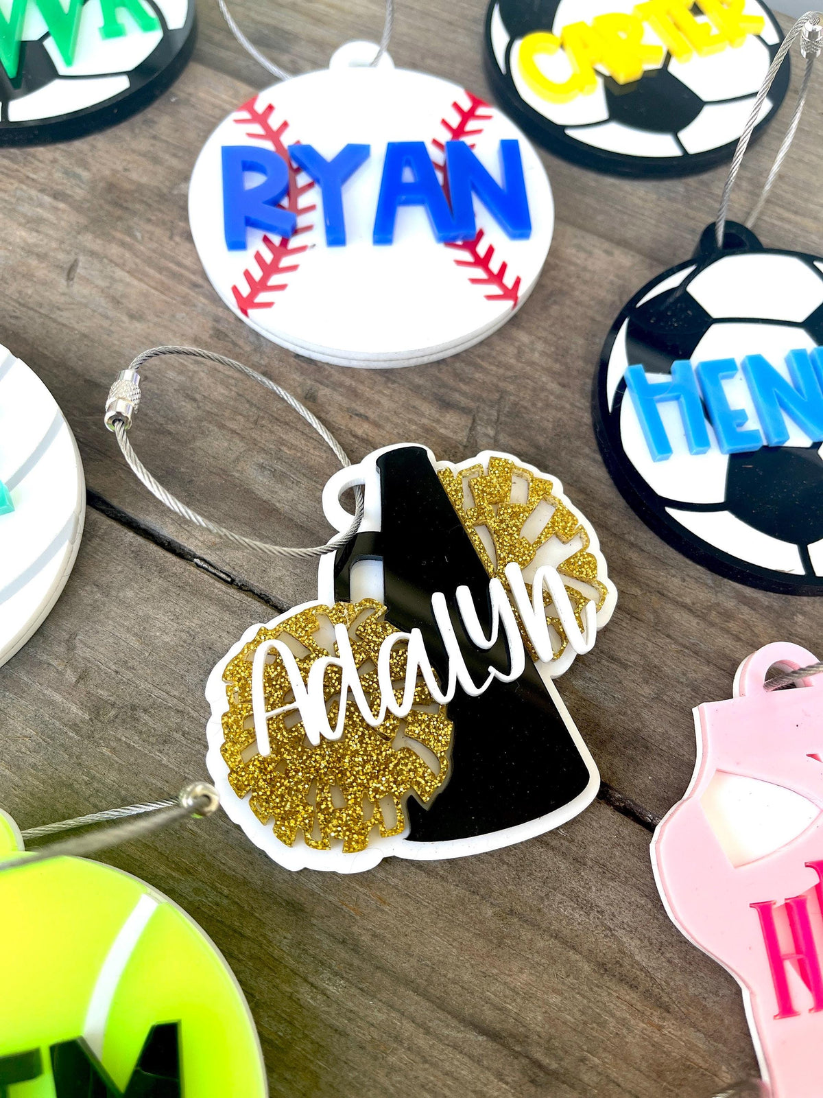 Cheer Bag Tag Custom Cheerleading Keychain Name Cheer Team Gift for Cheer Squad Accessories Cheerleader Stocking Stuffer Backpack Charm