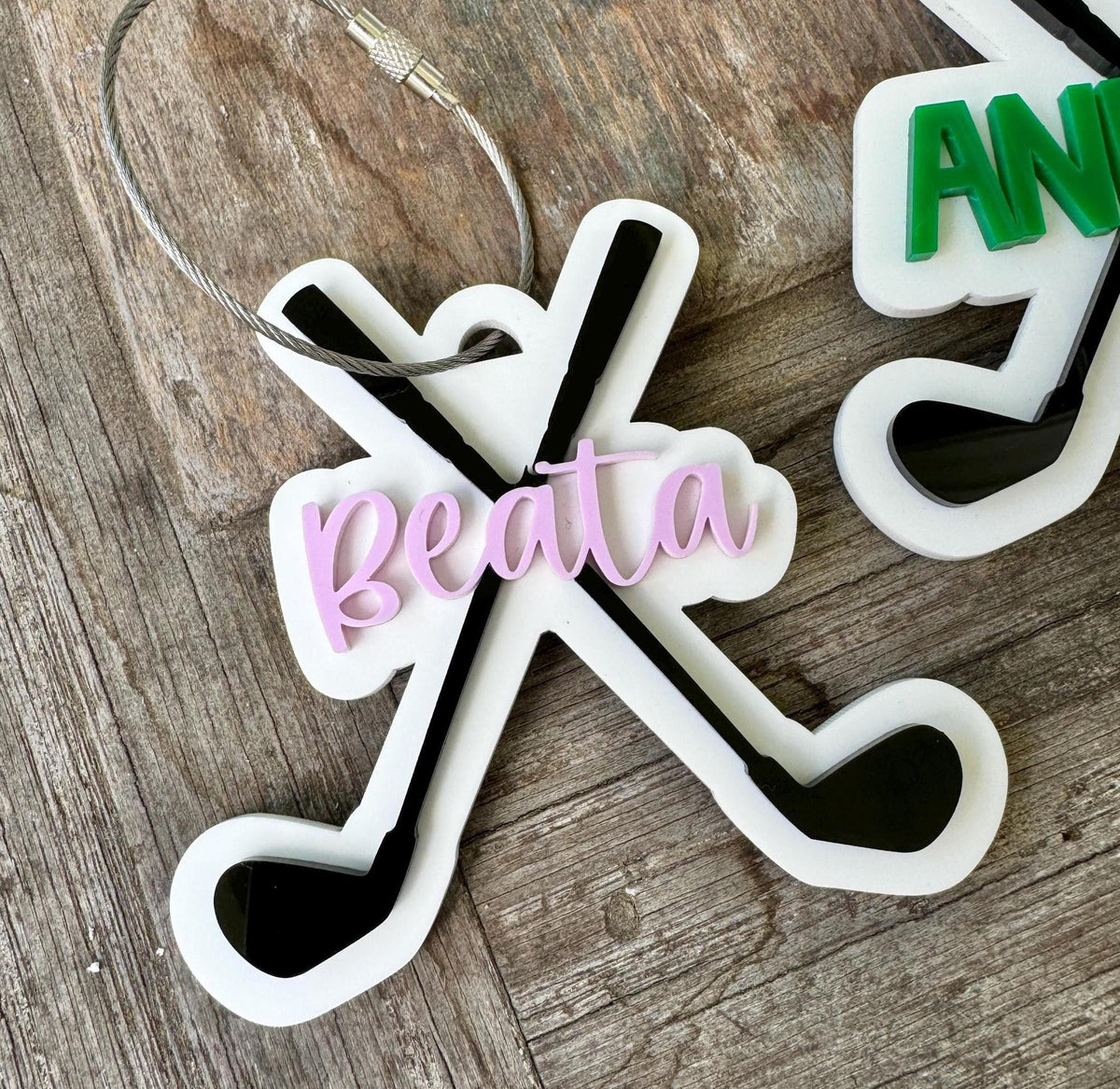 Youth Sports Bag Tag Personalized Name Identification Marker Custom Acrylic Keychain Golf Equipment Organization Solution Perfect Team Gift Ideas Coach Appreciation Present Birthday Party Favor Durable Design Backpack Luggage Marker