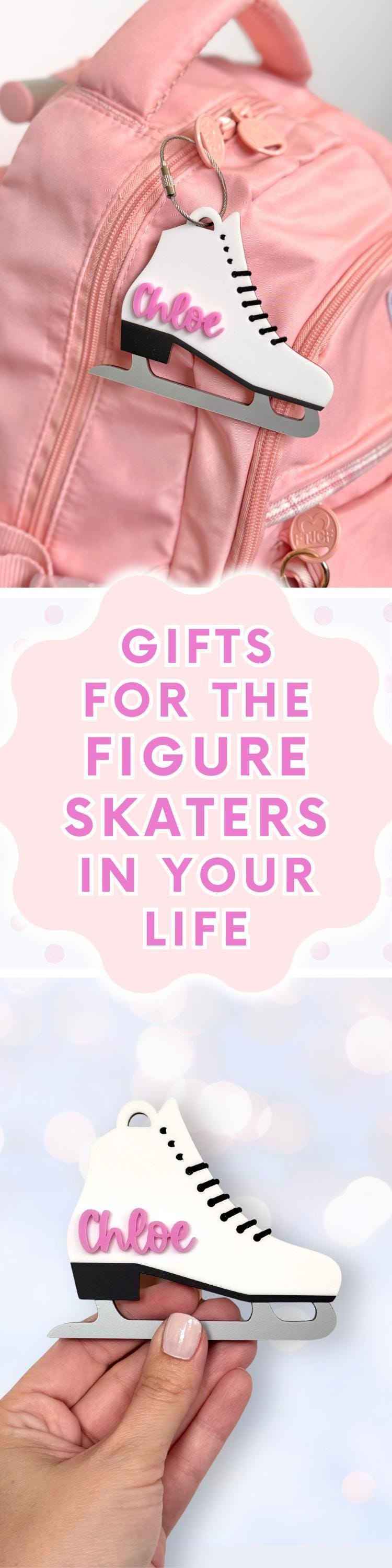 Figure Skating Keychain Skate Team Gift for Girl Stocking Stuffer Figure Skating Bag Tag Personalized Gift Luggage Bag Tag for Ice Skater
